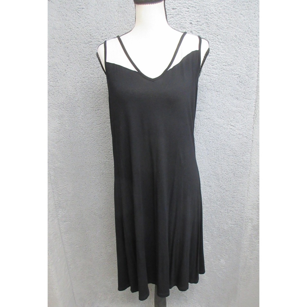 Hailey 23 Colorblock Tank Dress Womens XL Black White Swing Midi Jersey Casual